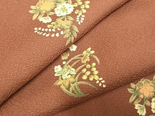 平和屋着物▽小紋 単衣 草花文 洗える着物 AABC0301fy