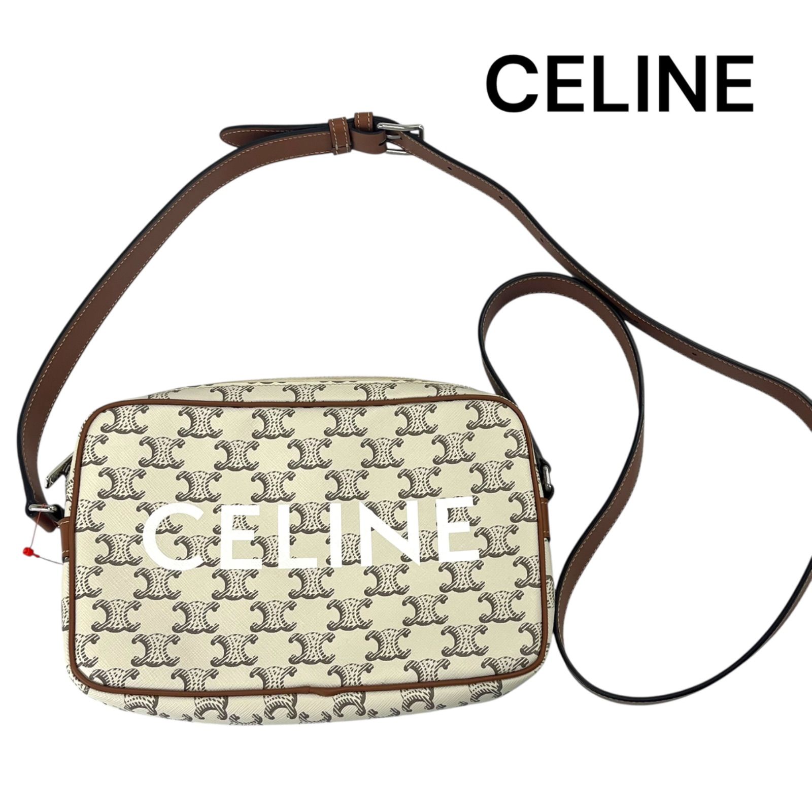 ○美品 セリーヌ CELINE トリオンフ ショルダーバッグ オフホワイト