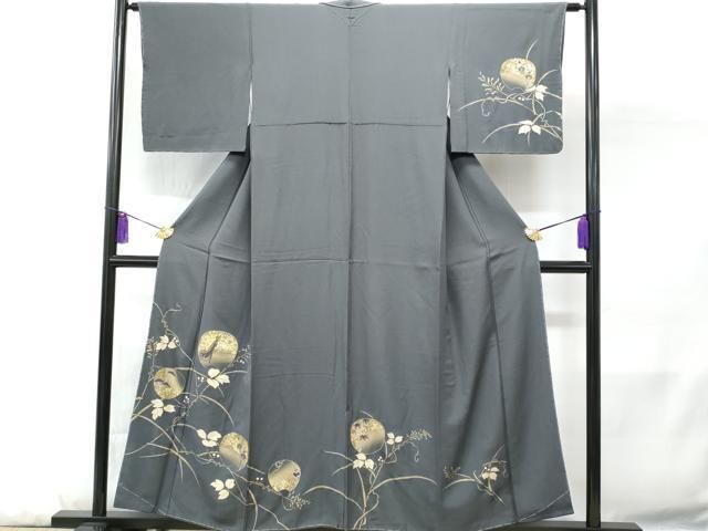 D632 訪問着　ラメ　郡鶴　金彩　正絹　着物　袷　　極美品 D632 訪問着 ラメ 郡鶴 金彩 正絹 着物 袷 極美品 訪問着・付