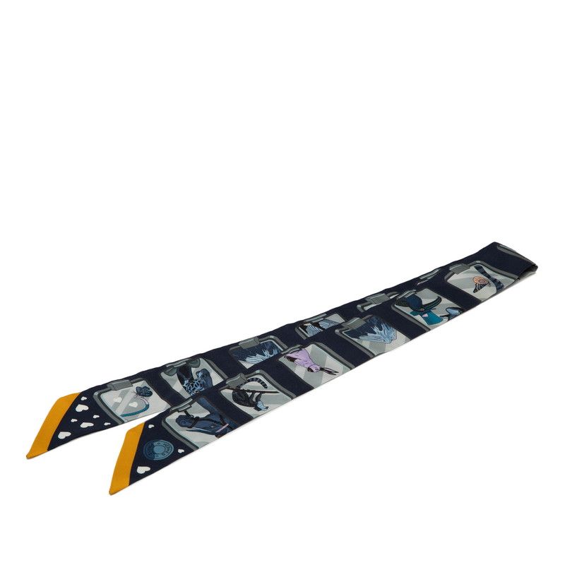 エルメス ツイリー STORY ストーリー ネイビー マルチカラー シルク レディース HERMES 1-0235008