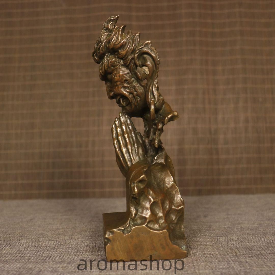 銅製 釈迦如来仏仏像 事務デスクトップ机 茶室 茶寵 置物 装飾品 工芸品 銅 細工 釈迦如来仏仏像 事務デスクトップ机 茶室 茶寵 置物