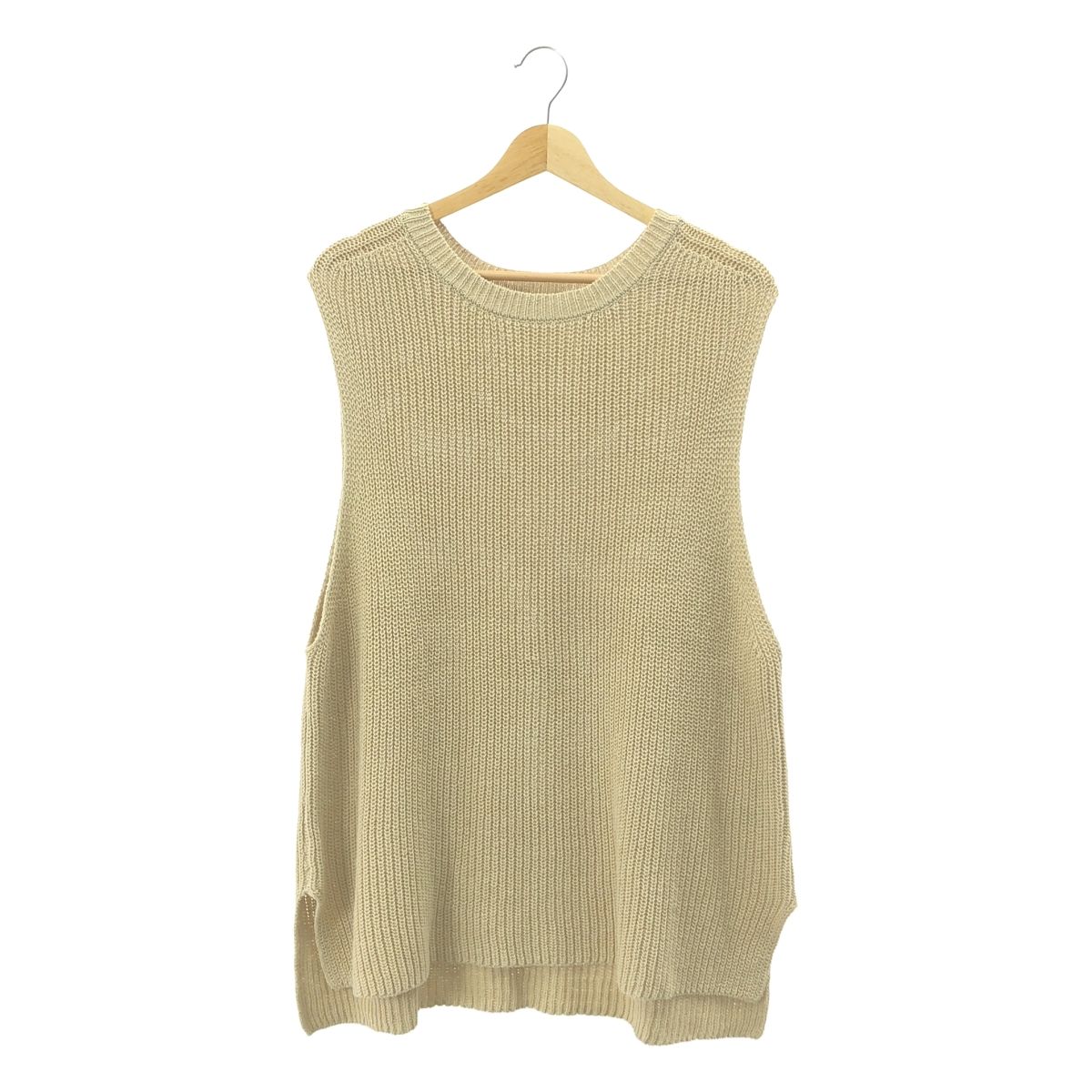 かぐれ （kagure） リネンコットンニットベスト ベージュ系 定番ゆったり 美品】 kagure / かぐれ | リネンコットンニットベスト スリット