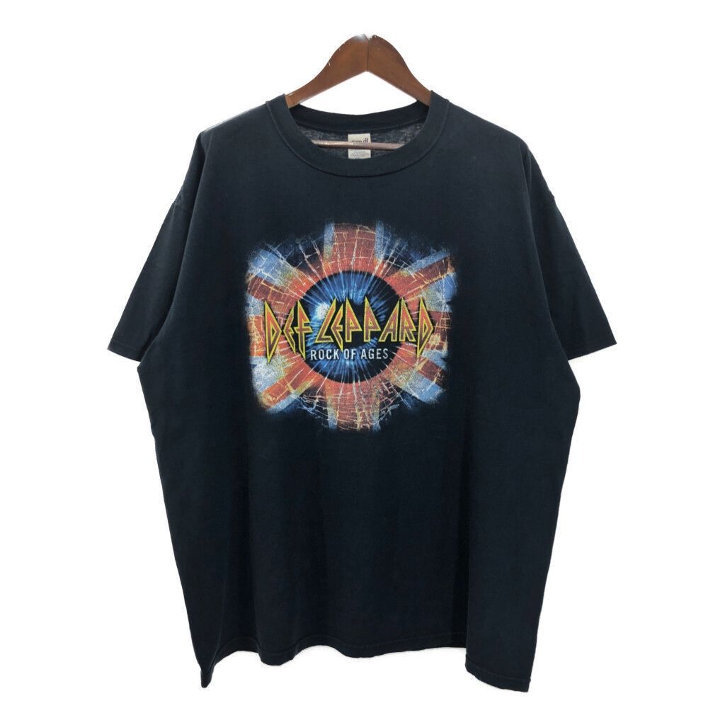 00年代 anvil Def Leppard デフ レパード Rock of Ages Tour 2005 Ｔシャツ バンド ブラック メンズ 2XL 古着 U1715