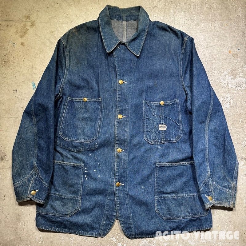 40's~50's HERCULES デニムカバーオール チョアコート 2プロング 濃いめ Sears L~XL相当