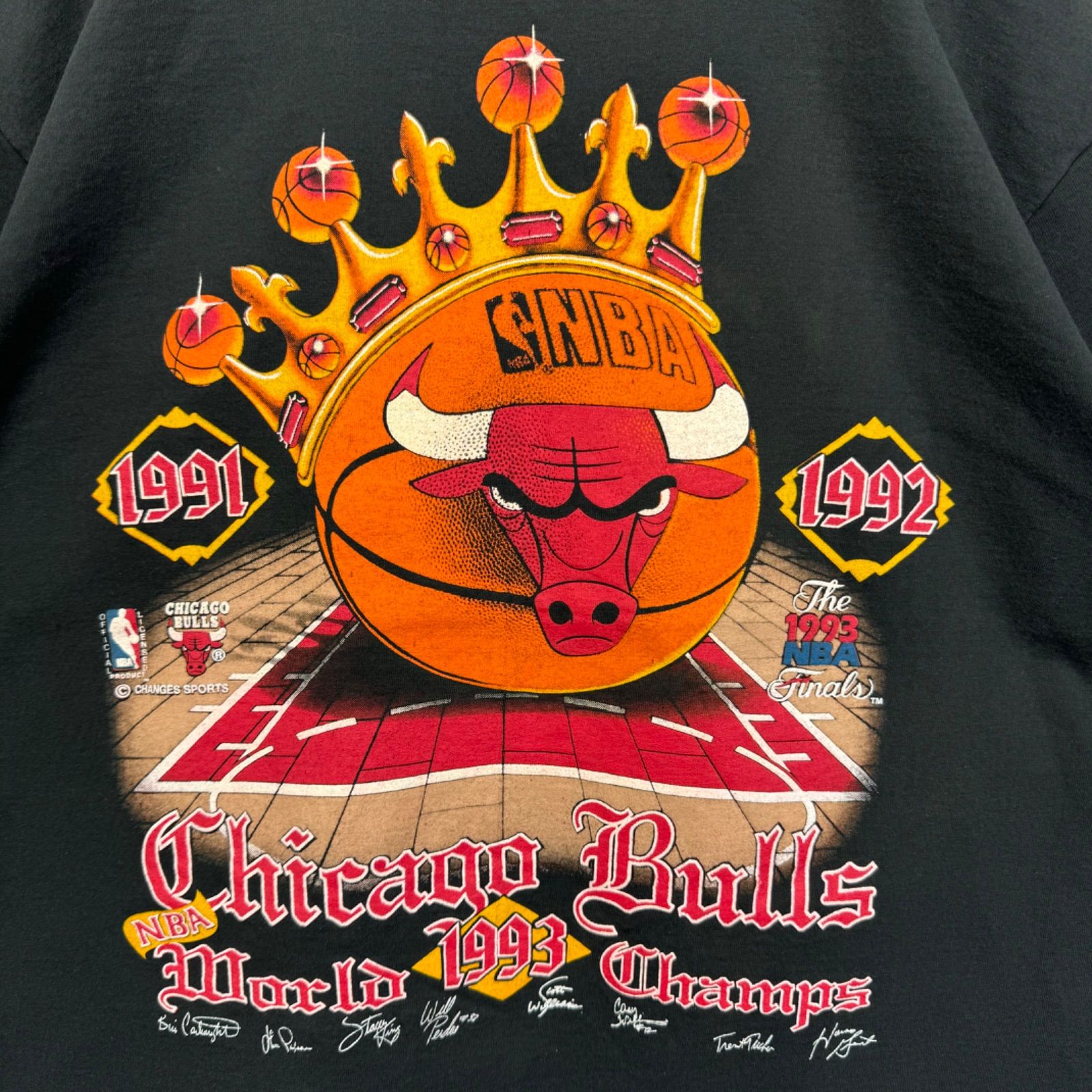 90s vintage 1993 NBA Chicago Bulls Print T-shirt Tee USA製 