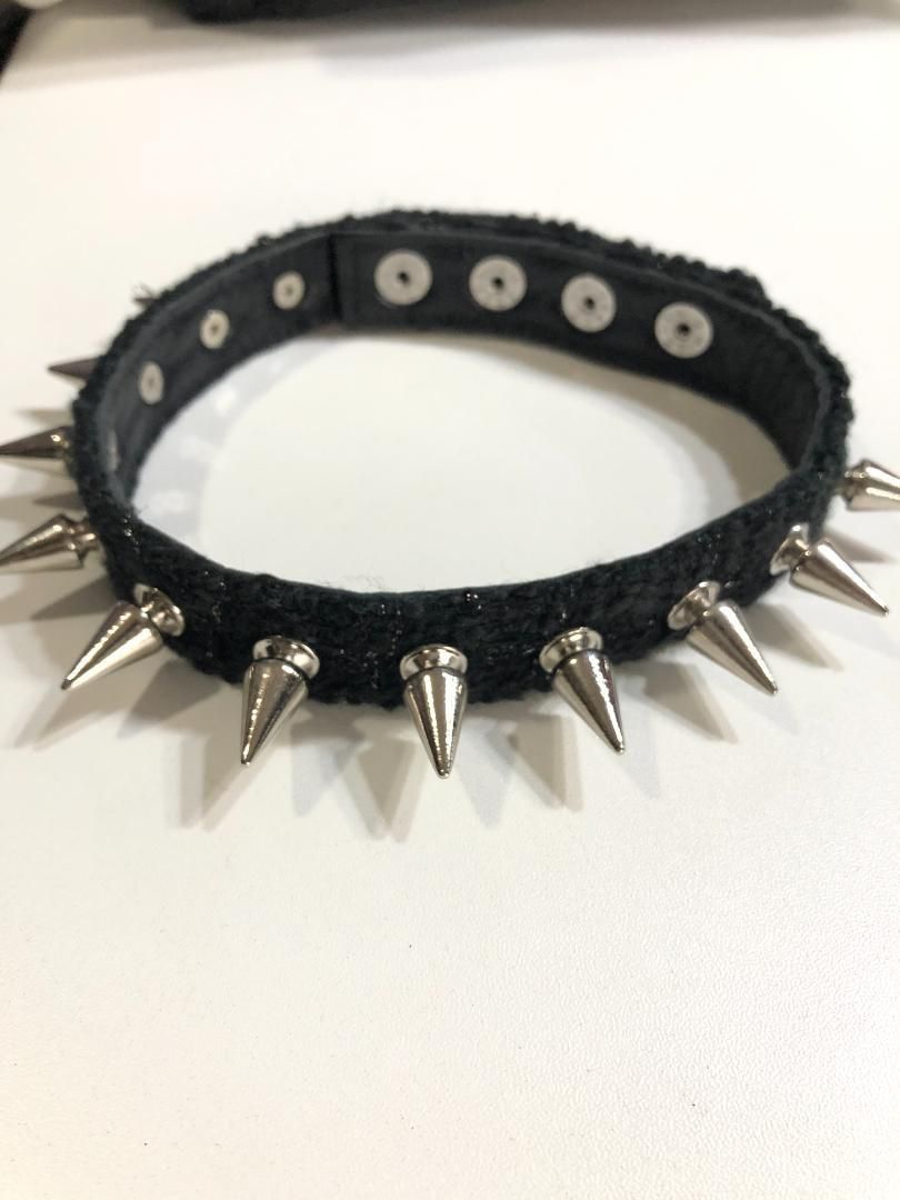 037021 el conductorH MIXED TWEED PUNK SPIKES CHOKER チョーカー ブレスレット コンダクター