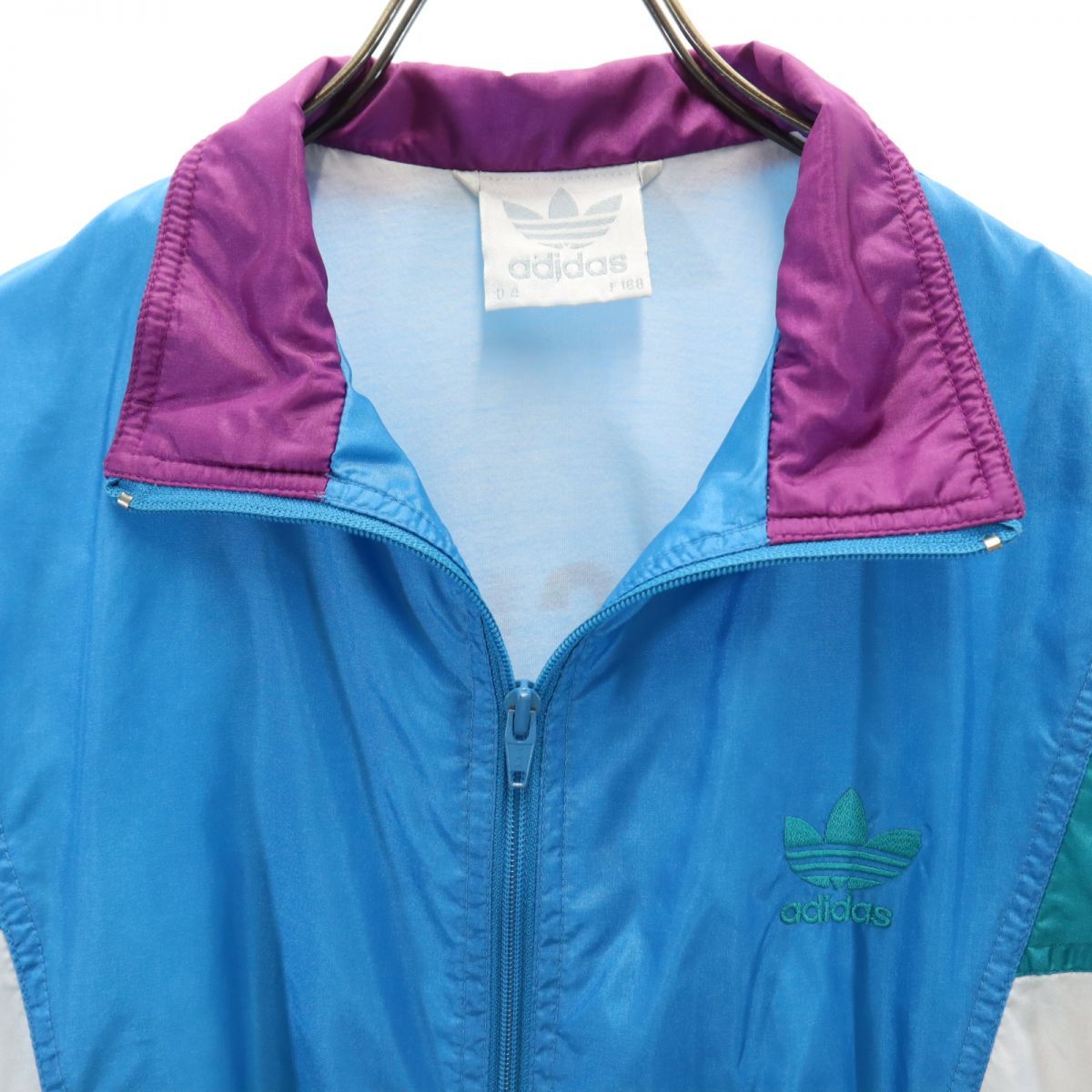 アディダス 80s ヴィンテージ トレフォイルロゴ ナイロンジャケット XS(M) ブルー系  メンズ アディダス 80s ヴィンテージ トレフォイルロゴ ナイロンジャケット XS