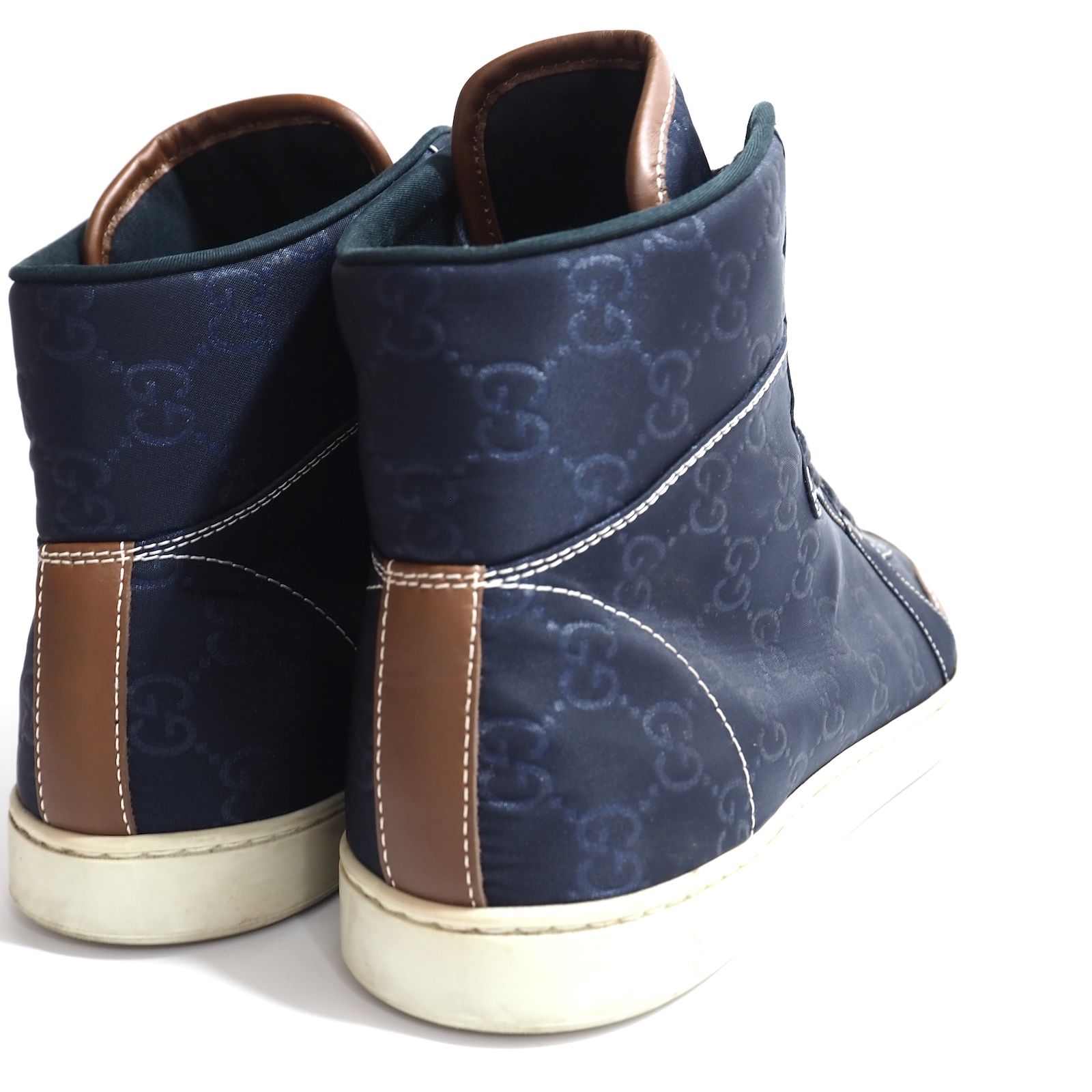 GUCCI レザースニーカー △良品 グッチ GUCCI イタリア製 GG柄 キャンバスxレザー