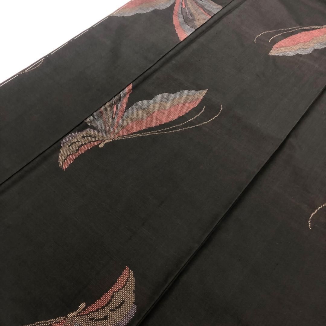 MK-1445 本場大島紬 地空き 美しい蝶々 黒色