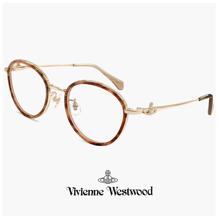 ヴィヴィアン ウエストウッド メガネ 40-0034 c02 Vivienne Westwood レディース 眼鏡 40-0034-2 丸メガネ ボストン 型 セル巻き オーブ ブラウンササ ダミーレンズ発送