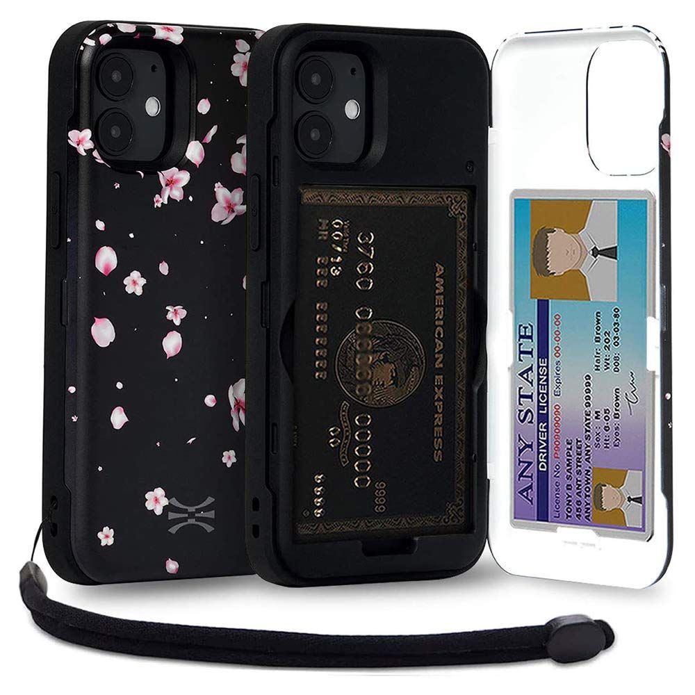 【在庫処分】パターン カード ケース 収納背面 3枚 Mini カード入れ カバ― 12 (ストラップ ミラー iPhone 含ま) - PRO アイフォン12 Mini CX 用 - TORU さくらの花