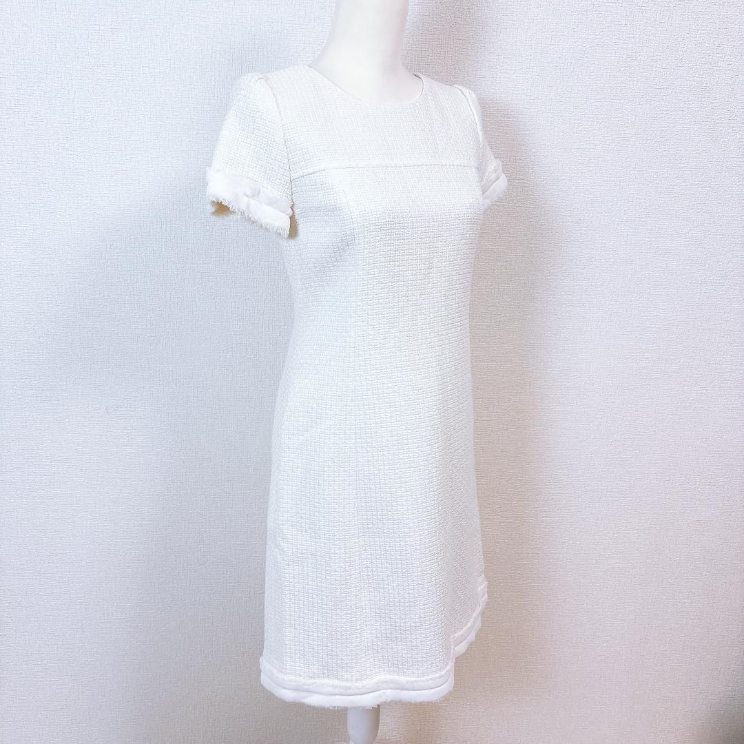 フォクシー 半袖ワンピース 38 ツイード ホワイト