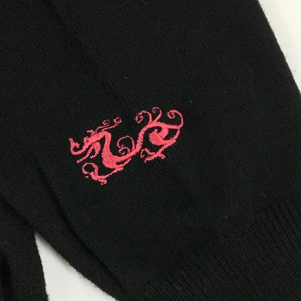 最安値で販売します。 超 ダンスウィズドラゴン セーター 黒 スパンコールロゴ ウール混 ハーフジップ レディース 2 M ゴルフウェア Dance With Dragon