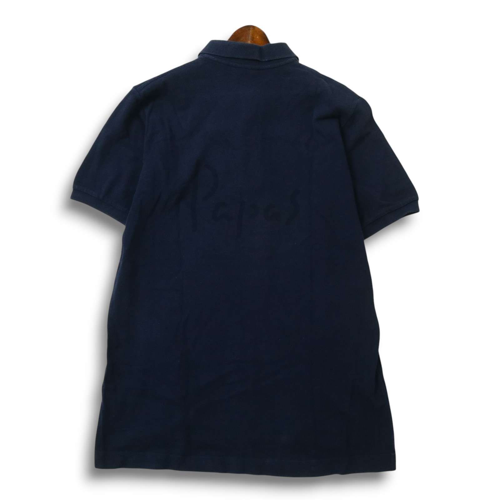 Papas パパス 春夏 バック ロゴプリント 半袖 鹿の子 ポロシャツ Sz.M