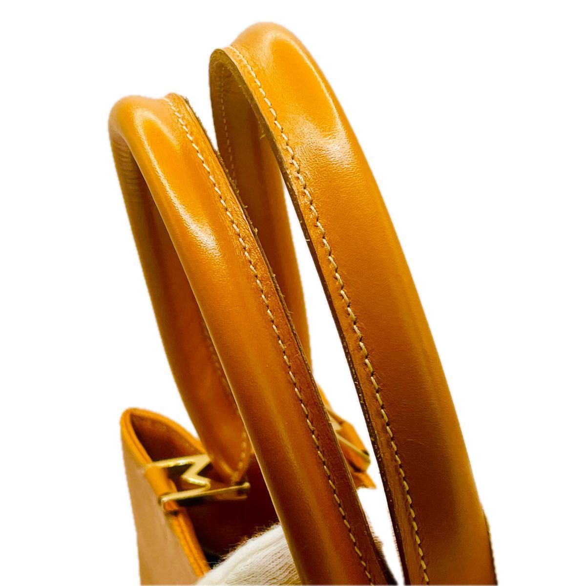 美品✨モラビト　ハンドバック　M字金具　レザー　メルクルディ　キャメルブラウン MORABITO モラビト ハンドバック メルクルディ M字金具 レザー