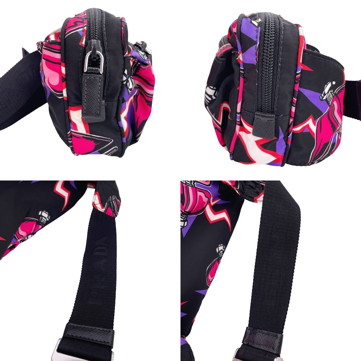 中古】 PRADA プラダ ボディバッグ ハート ピンク 2VL977 ナイロン 