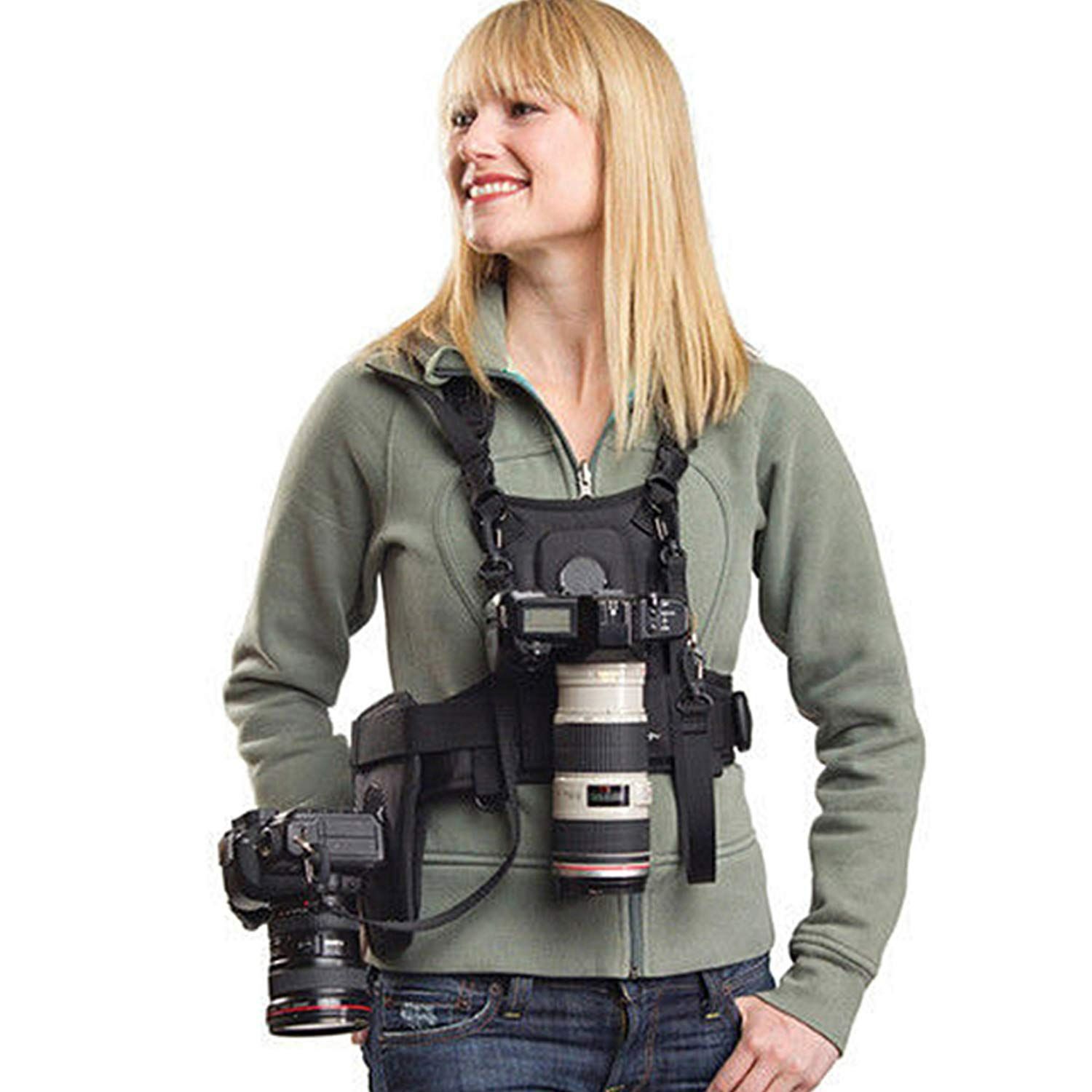 [Stock Sale] SK-MSP01 A7R D90 Sony A7S Nikon 5D3 Dual Camera Harness Carrying Chest Vest System with Side Holster for Panasonic Olympus DSLR Camera, Canon 6D600D5D2 climbing on a wedding trip [Se