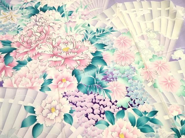 平和屋着物□豪華振袖 駒刺繍 檜扇花文 金彩 正絹 逸品