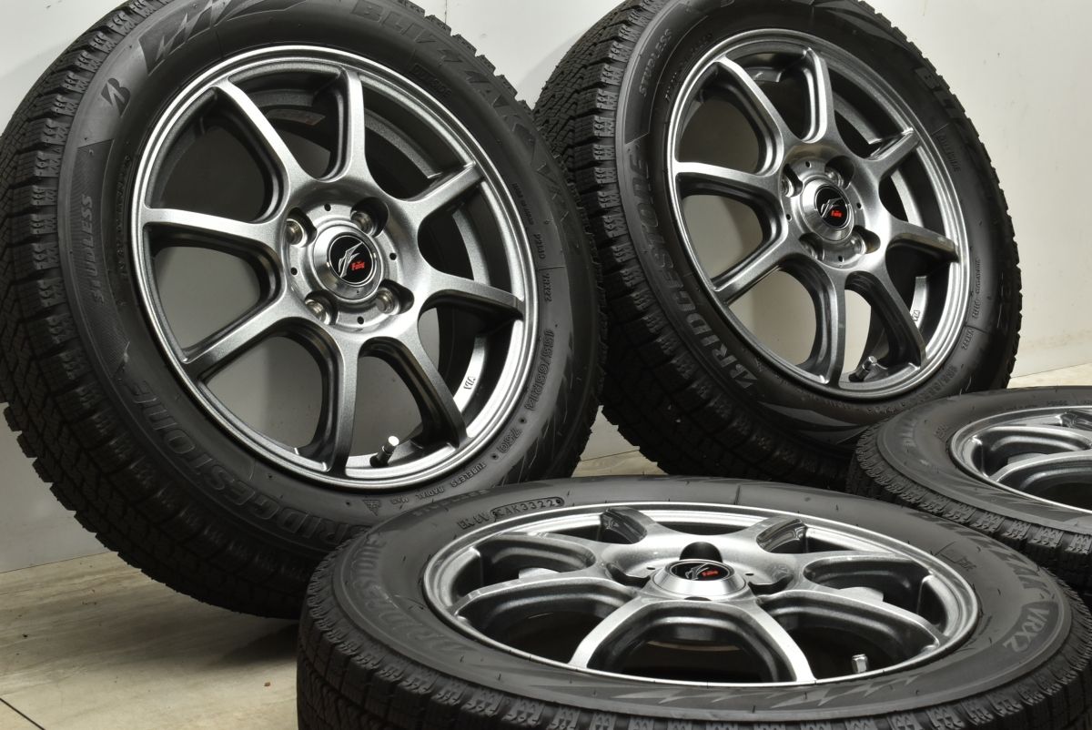 【バリ溝 美品】ファング 14in 4.5J +45 PCD100 ブリヂストン ブリザック VRX2 155/65R14 N-BOX デイズ サクラ タント ムーヴ ワゴンR