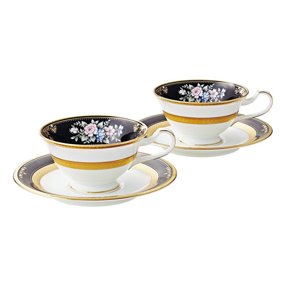 04 ペア Noritake ノリタケ カップ - ソーサー ペアセット コーヒー ティー 兼用 220cc イブニングマジェスティ 2客 ボーンチャイナ P59587|4818-1