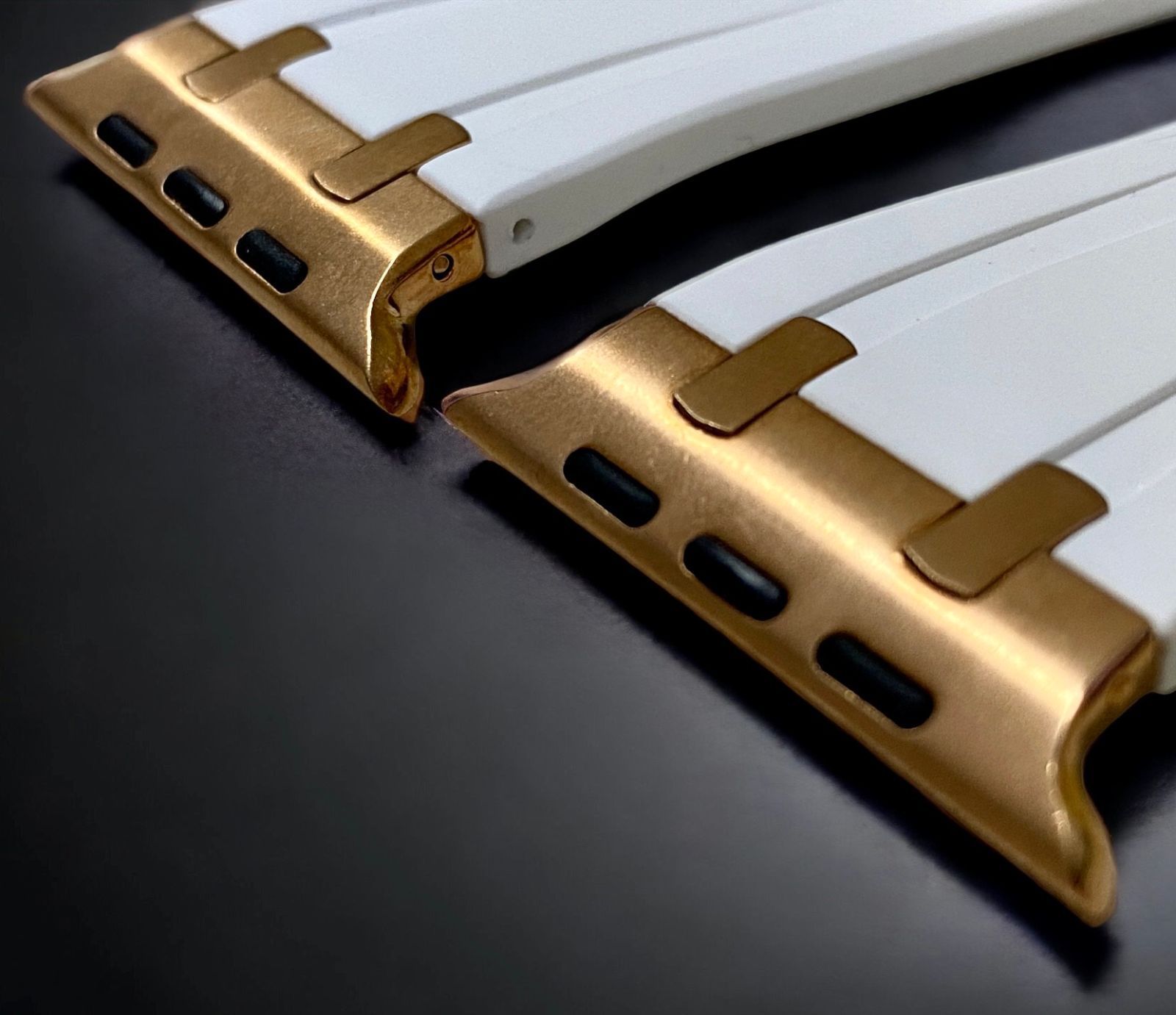 ホワイトローズ金 Apple Watch バンド ラバーベルト ステンレス316 L メンズ レディース スポーツ 49 mm 45 44 42 41 40 38