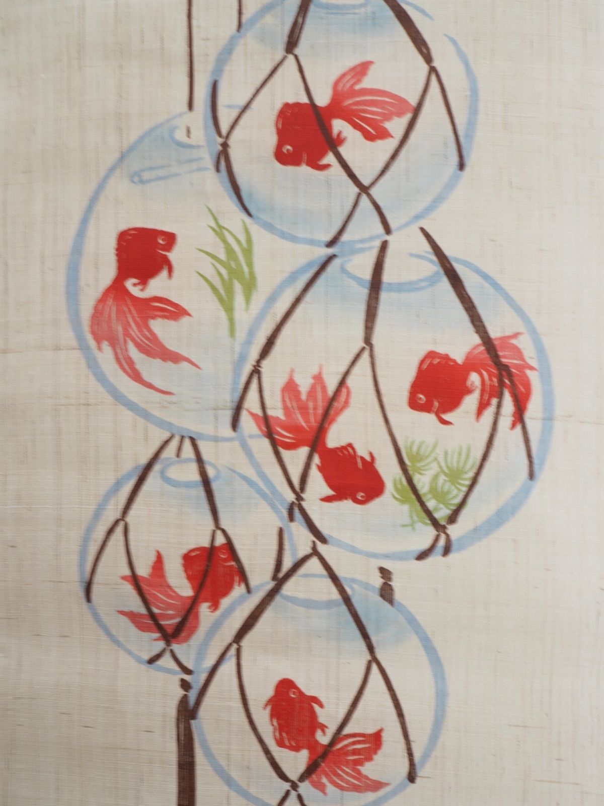 のれん 暖簾 金魚鉢 夏 麻 和風 和モダン おしゃれ インテリア