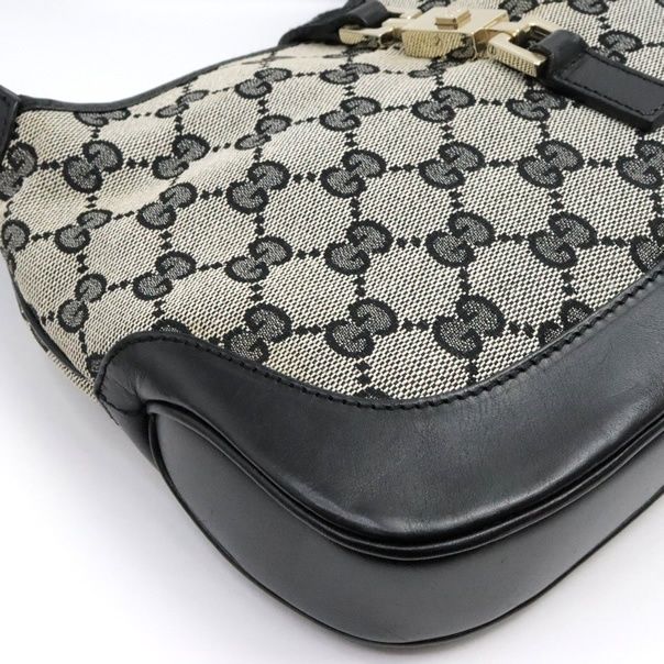 グッチ GUCCI ジャッキー ショルダーバッグ スモール GG柄 黒×グレー