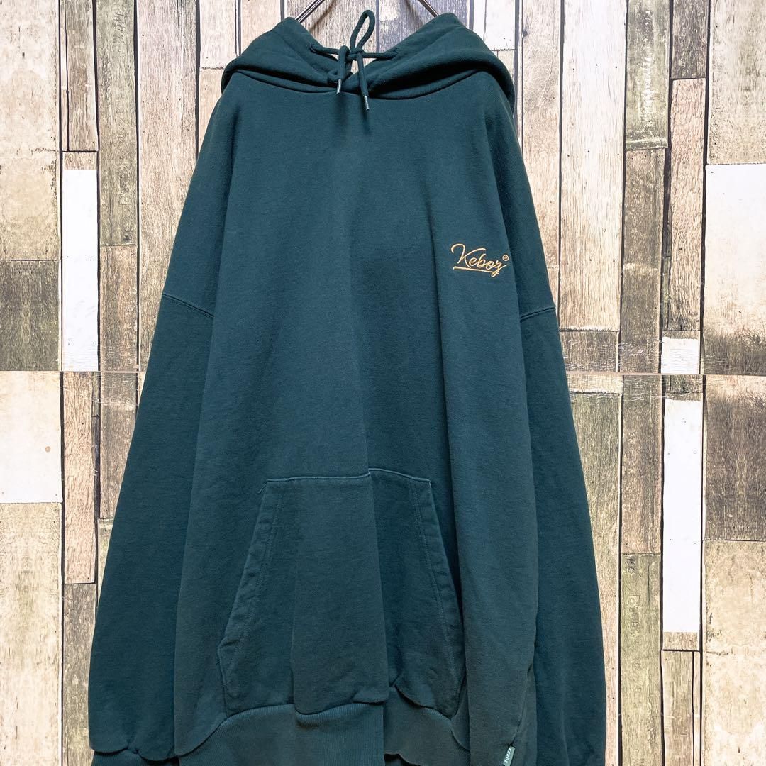 人気カラー》ケボズ keboz 緑☆プルオーバーパーカー XL 刺繍ロゴ 全  