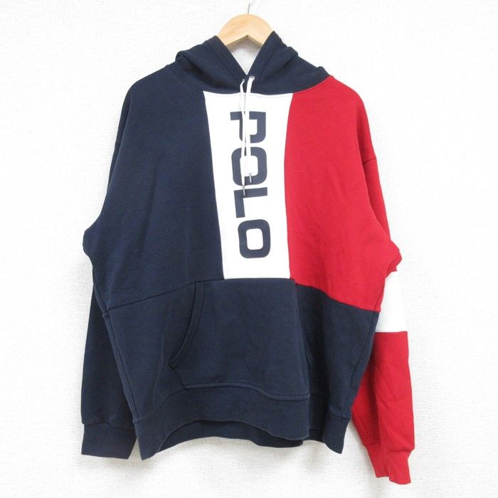 XL/古着 ラルフローレン Ralph Lauren 長袖 スウェット パーカー メンズ ビッグロゴ マルチカラー 黒他 ブラック 24sep06 中古 スエット ト