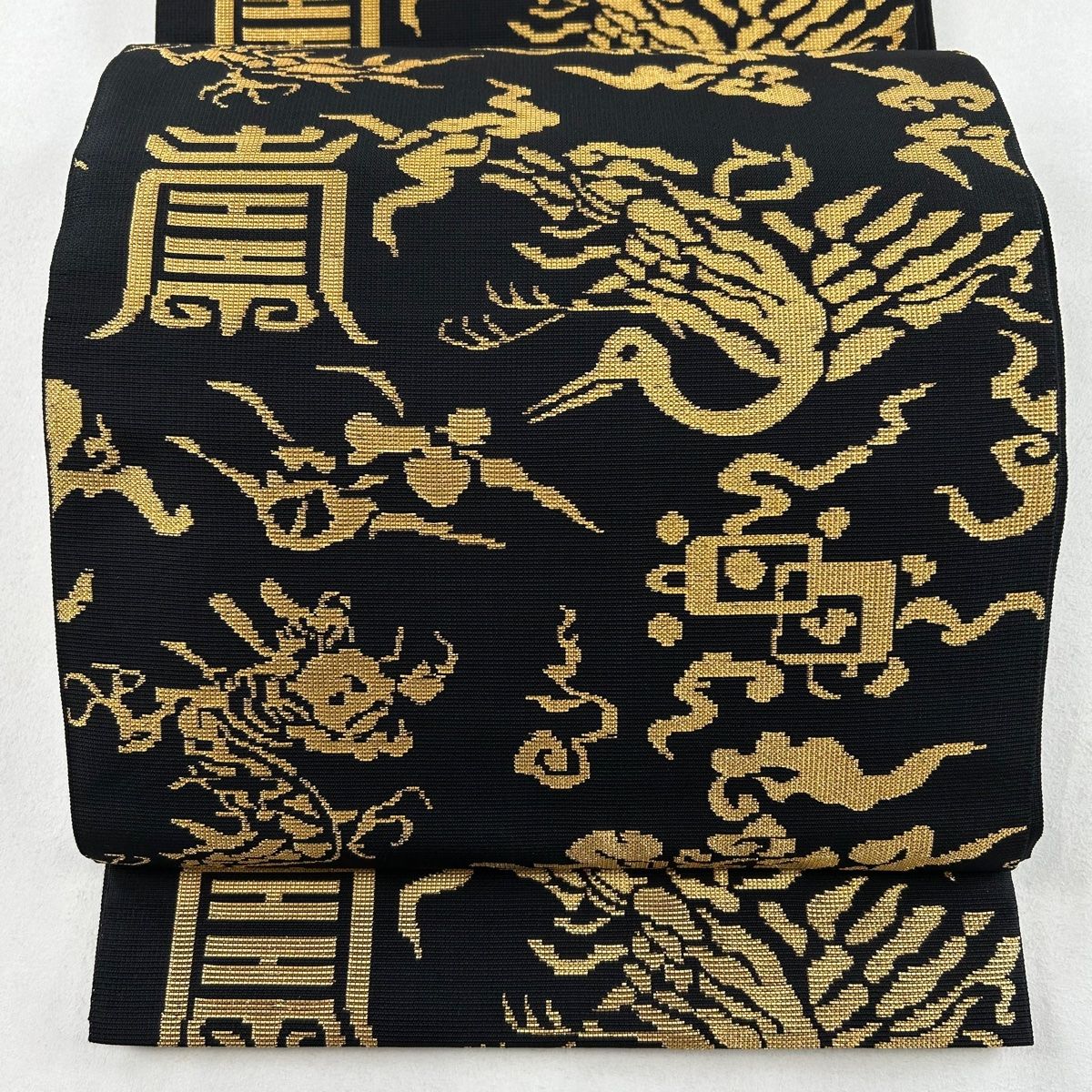 SO-318 袋帯 六通 正絹 烈取王朝華文 金糸 鶴 華 SO-318 袋帯 六通 正絹 烈取王朝華文 金糸 鶴 華