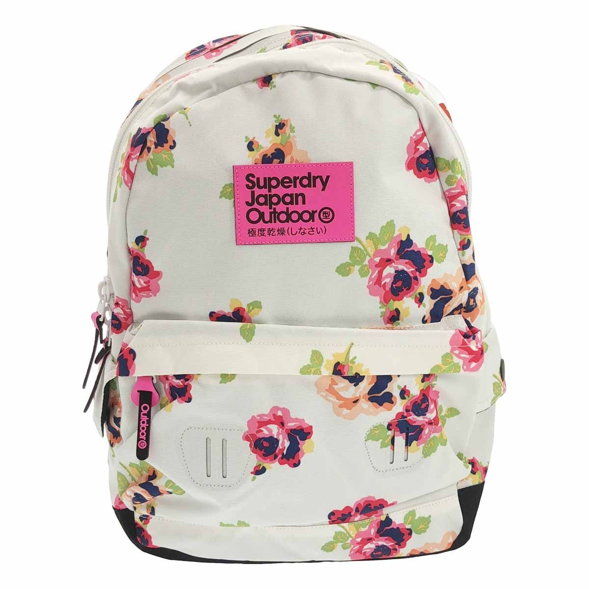 Superdry 極度乾燥しなさい フラワープリントバックパック ホワイト 