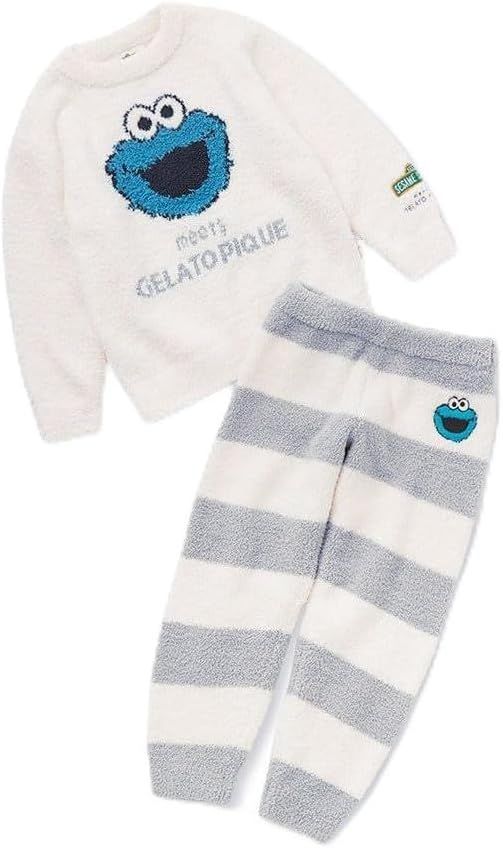 ジェラートピケ キッズアンドベイビー gelato pique Kids＆Baby SESAME STREET KIDS ジャガードプルオーバー-ロングパンツセット ジェラピケ ブルー N37