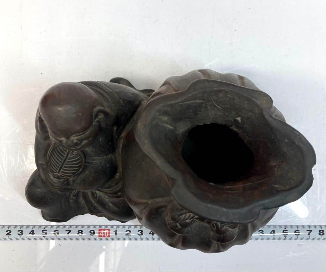 古備前 布袋 共箱 タカサ 直径19㎝ 1423g 東山6-0310⑤