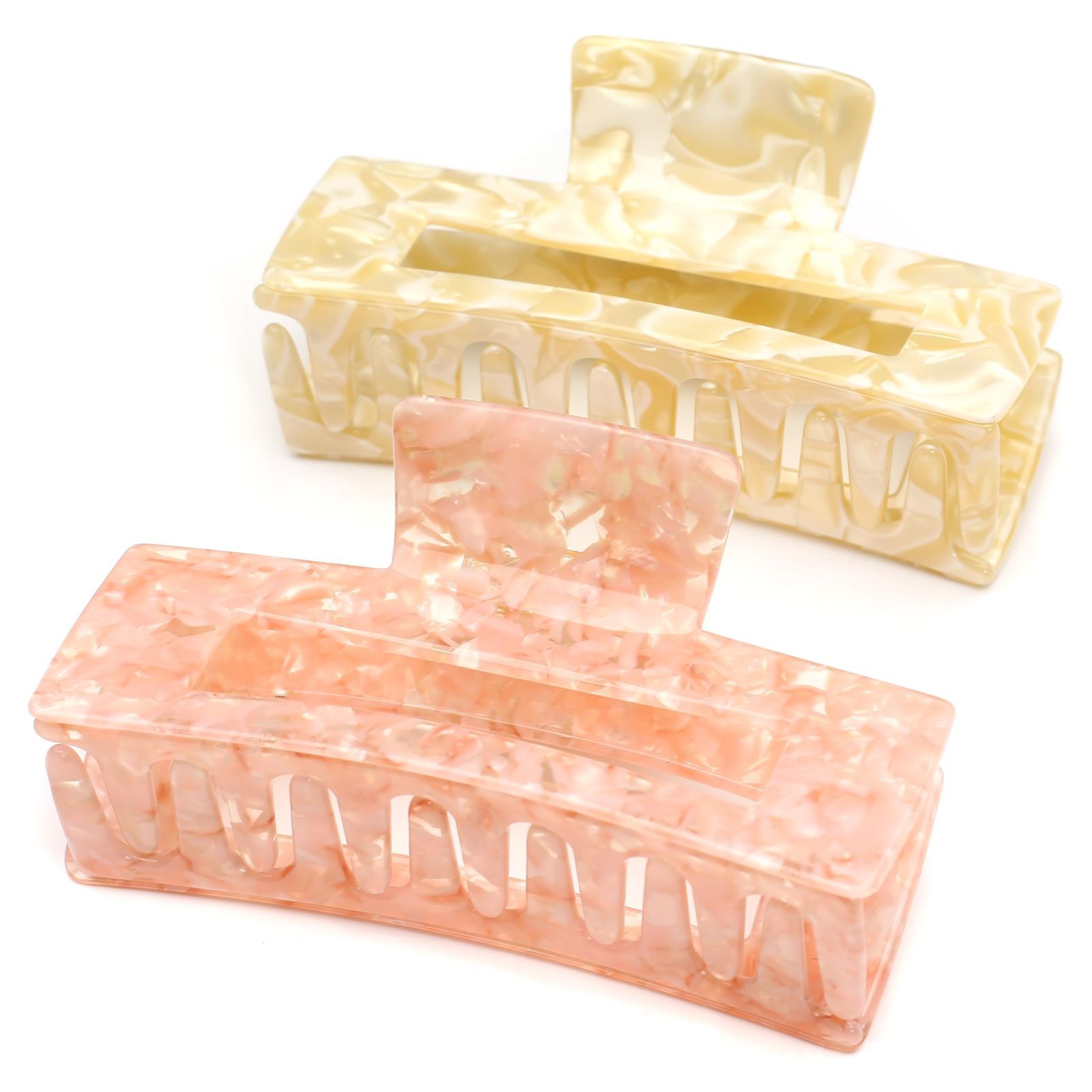 韓国 レディース ヘア ベージュ 大人 ヘアクリップ バンスクリップ クリーム 1本 10 5 cm 7 cmCream クリップ 髪止め しっかりとまる 大きめ QinGoo