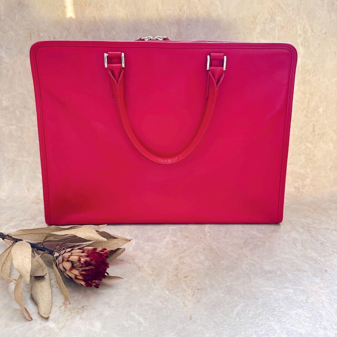 ビジネスレザーファクトリー ビジネスバッグ 15インチ 本革 A4 レッド 赤