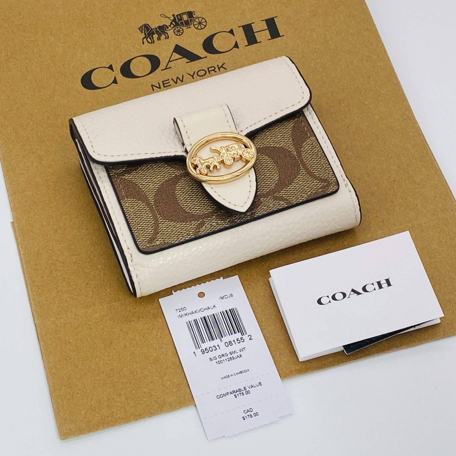 人気！COACH コーチ 二つ折り財布ジョージー ウォレット 白