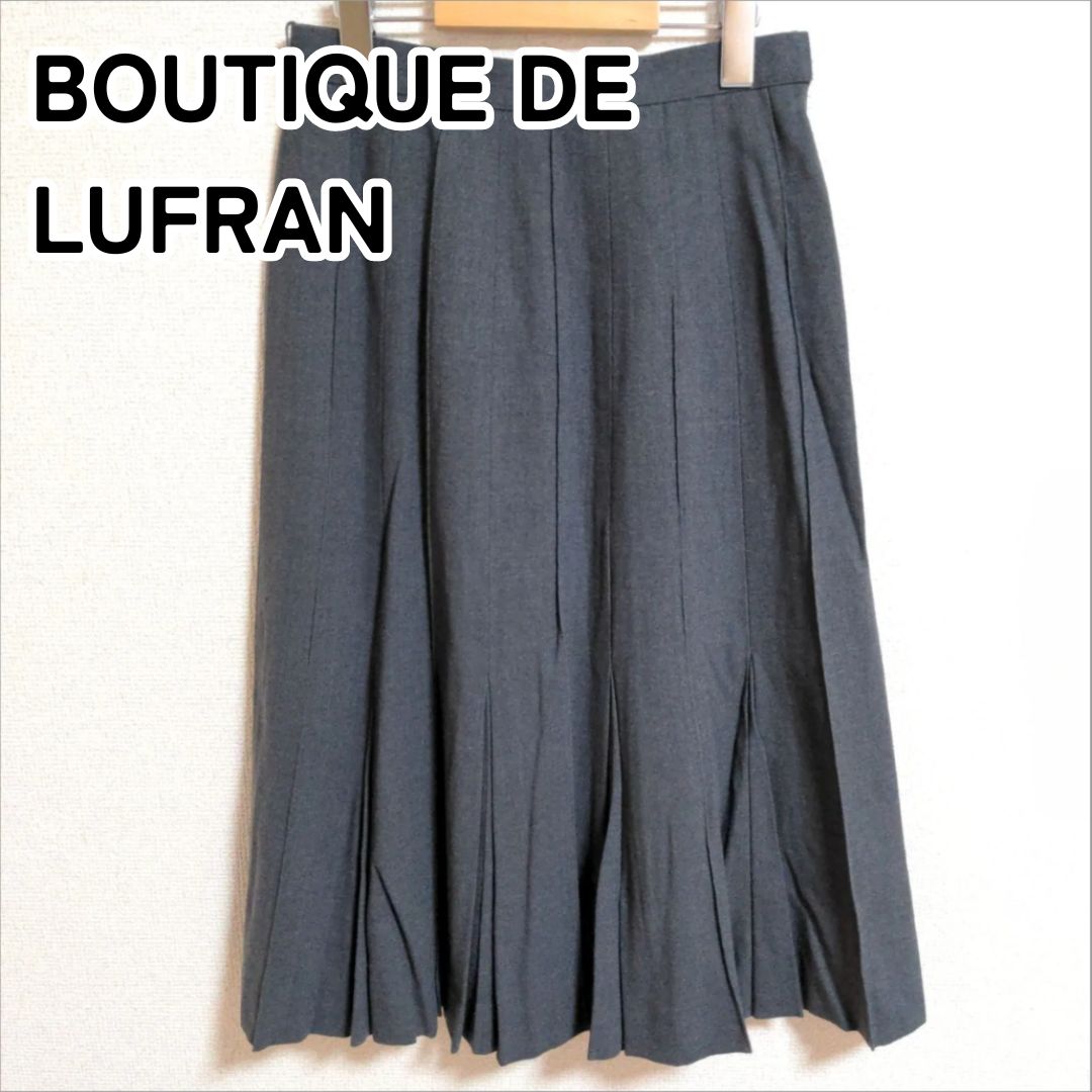 BOUTIQUE DE LUFRAN ルフラン 66-92 M相当 ダークグレー プリーツ