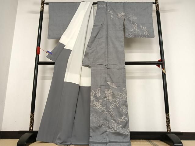 平和屋着物○訪問着 紬地 手描き ろうけつ染め 狐の嫁入り 正絹 逸品