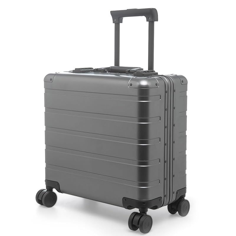 GGQAAA アルミ マグネシウム合金 18寸 静音ダブルキャスター 軽量 360度回転 静音ダブルキャスター 超軽量 機内持込 アルミ マグネシウム合金 Grey SSサイズ 1-3泊 39L 機内持込 1