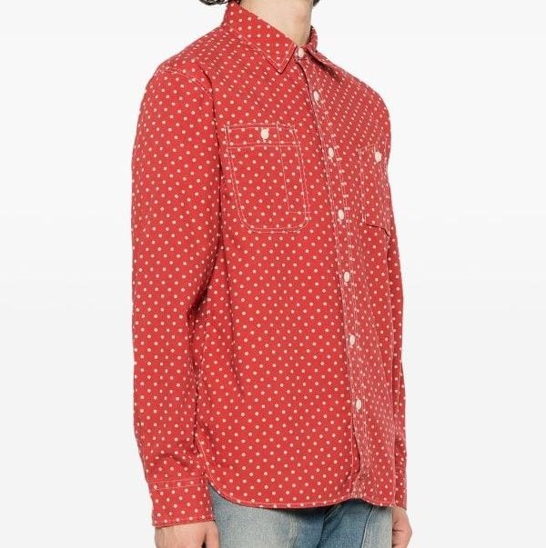 RRL ダブルアールエル 23AW POLKADOT WOVEN WORK SHIRT ポルカドット ウーブン ワークシャツ 782911291001 XS RED Double RL 長袖 定価50,600円 トップス g15502