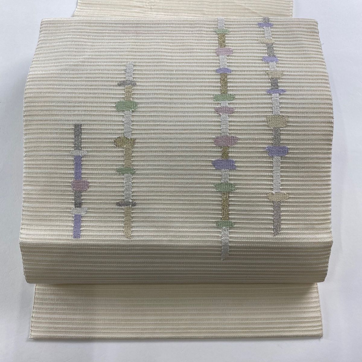 名古屋帯 秀品 夏帯 八寸名古屋帯 松葉仕立て 幾何学模様 金銀糸