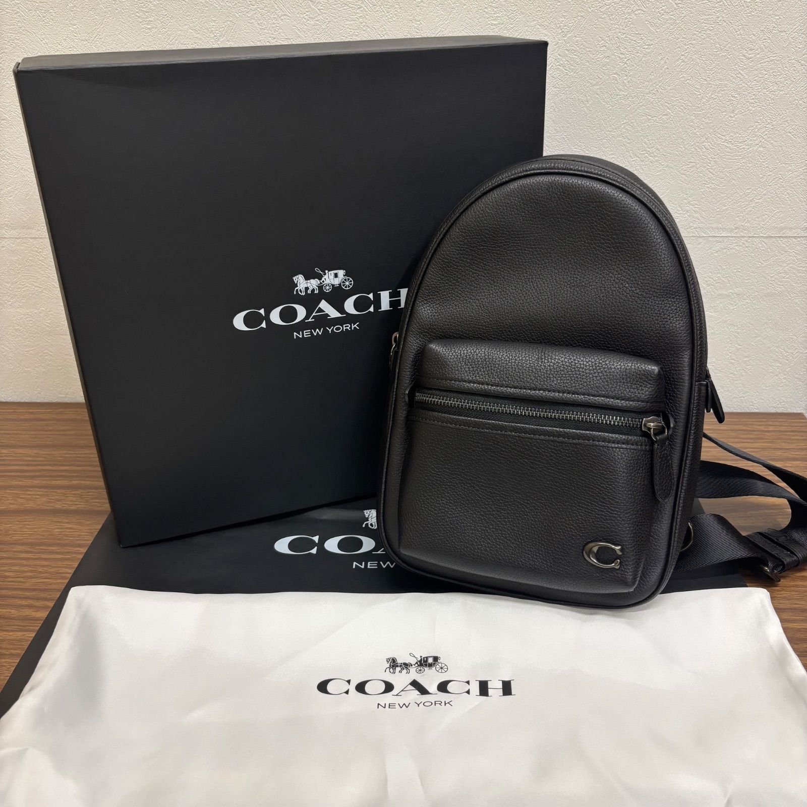 ◎ COACH コーチ チャーターパック CP162 ブラック ボディバッグ ショルダーバッグ 斜めがけ レザー