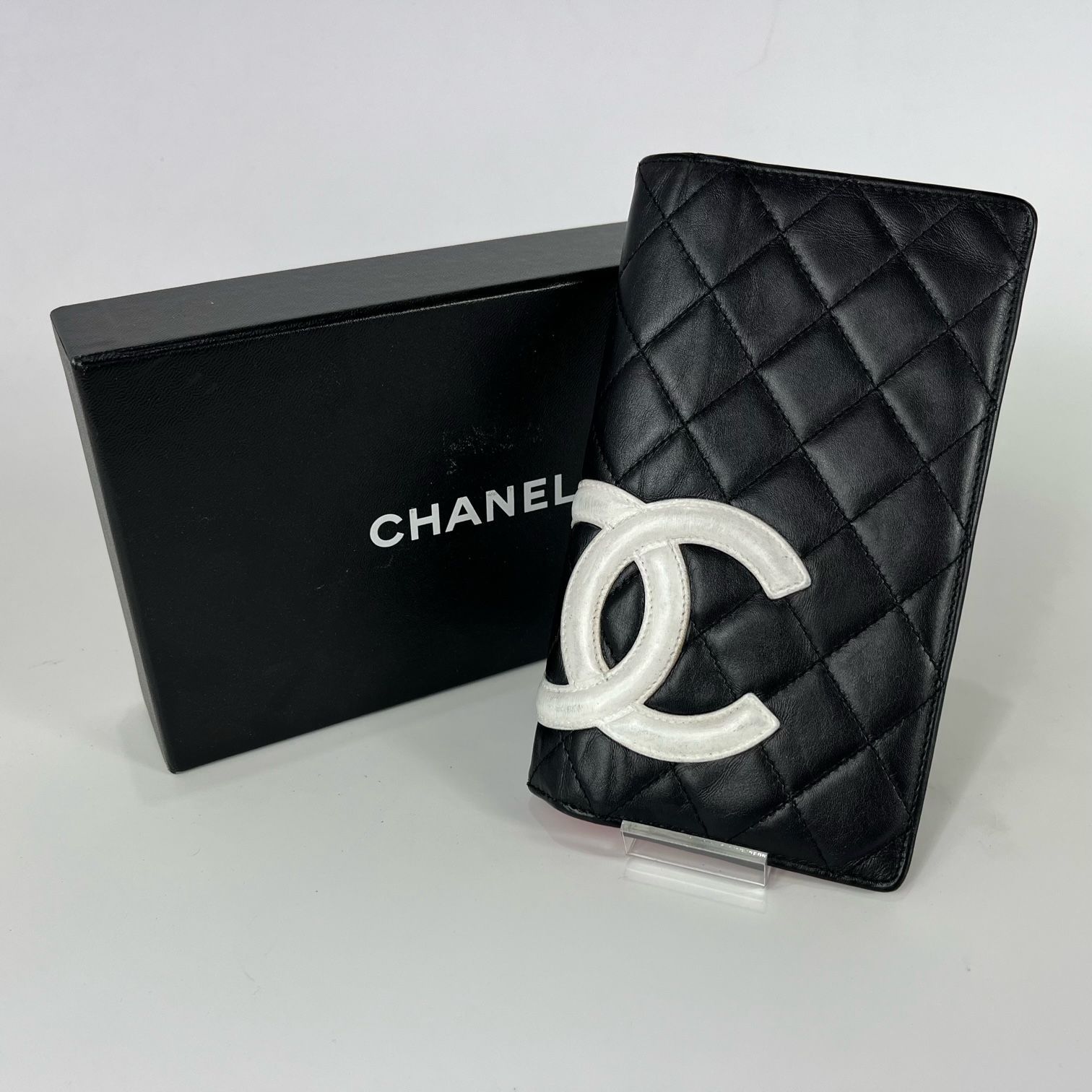 ☆良品☆ CHANEL シャネル カンボンライン マトラッセ ブラック ピンク ココマーク ダイヤステッチ ２つ折り 長財布 イタリア製 レザー 革  鑑定済み 正規品 B-045 - メルカリ