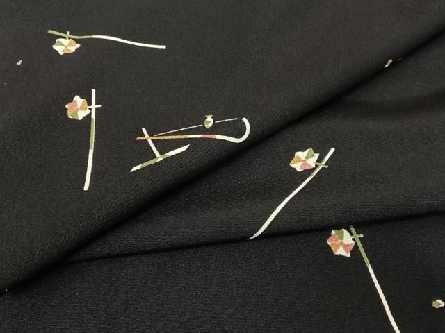平和屋着物●上質な小紋 玩具文 黒地 正絹 AAAU0216np
