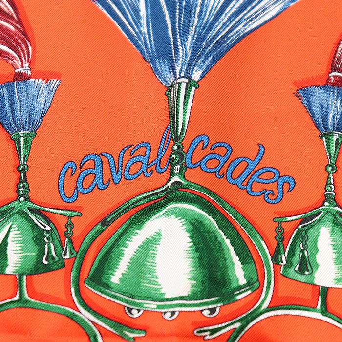 HERMESエルメス　カレ90　スカーフ　CAVAL CADES 騎馬行進 エルメス カレ90 CAVAL CADES 騎馬行進 シルク スカーフ ブルー