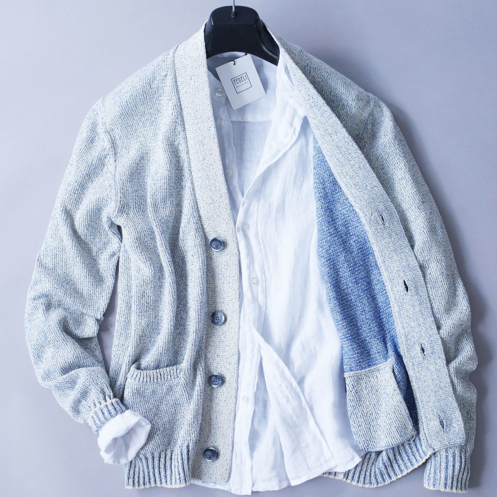 BAFY ショールカラー カーディガン ネイビー BAFY【バフィー】ケーブル