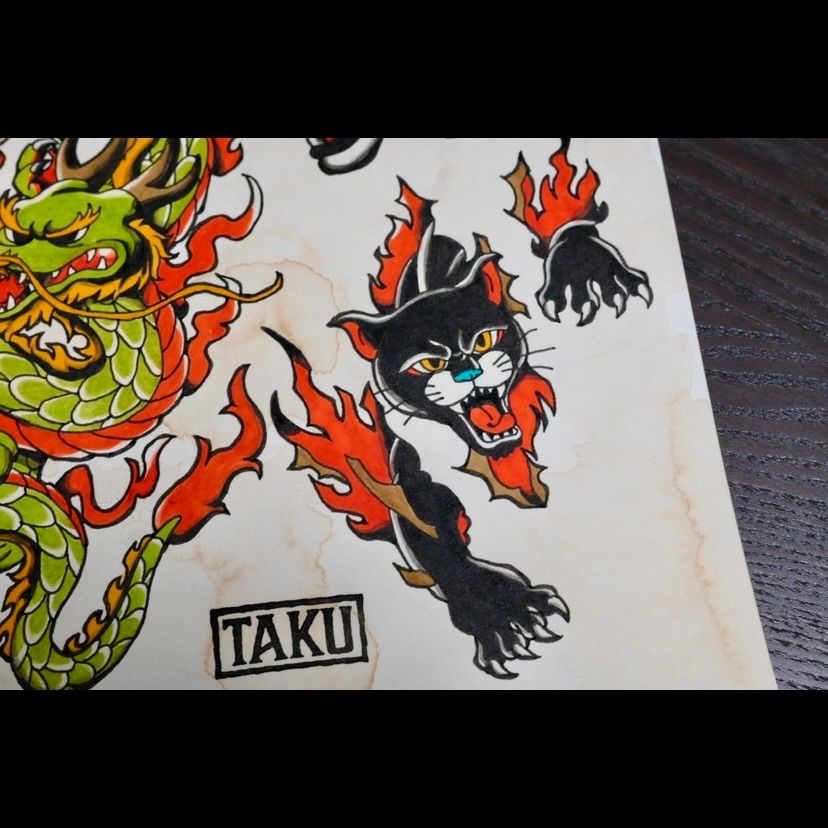 原画】 Beast タトゥーフラッシュ タトゥー oldschool tattoo