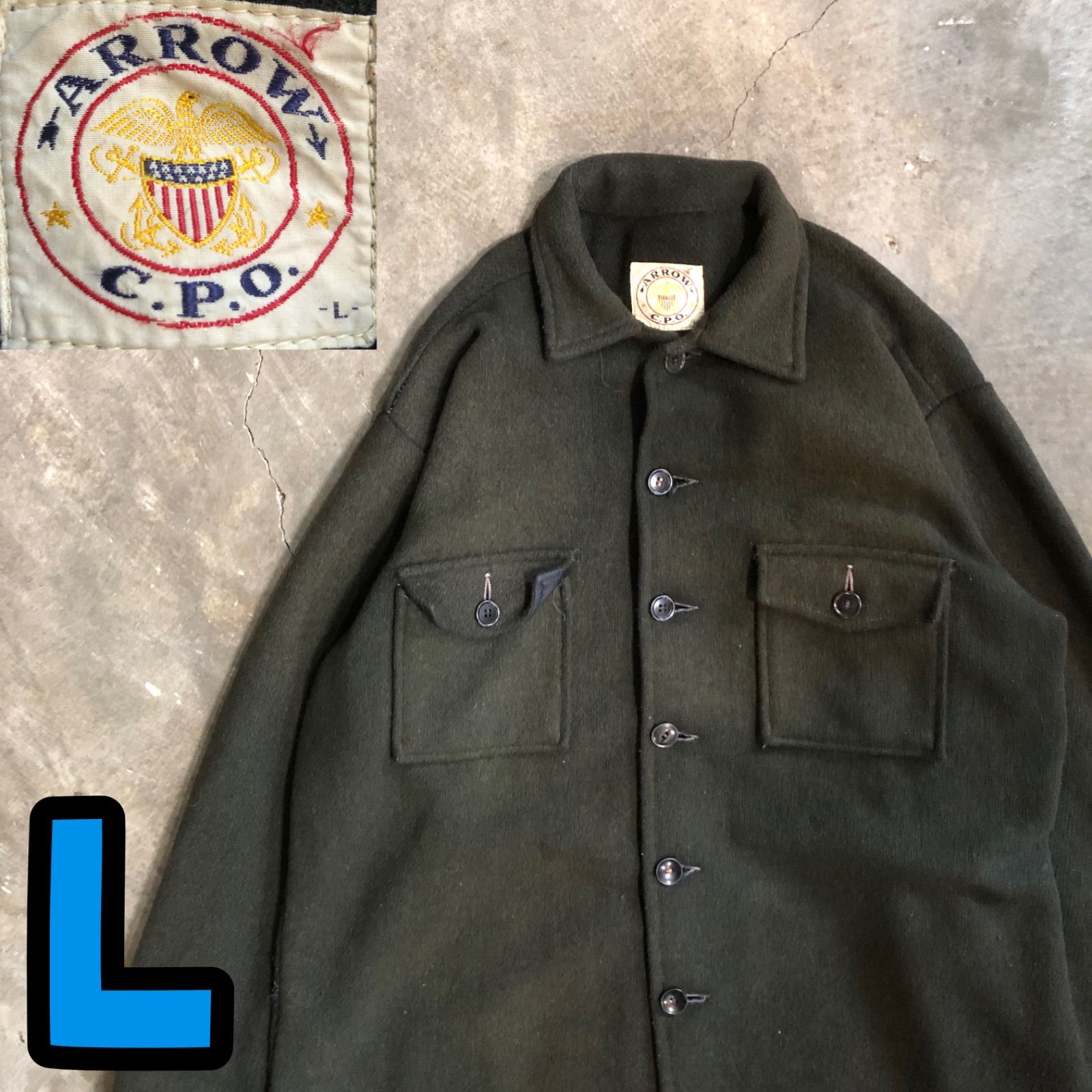 T6604 ARROW C.P.O. 80 s ウールシャツ アメリカ海軍