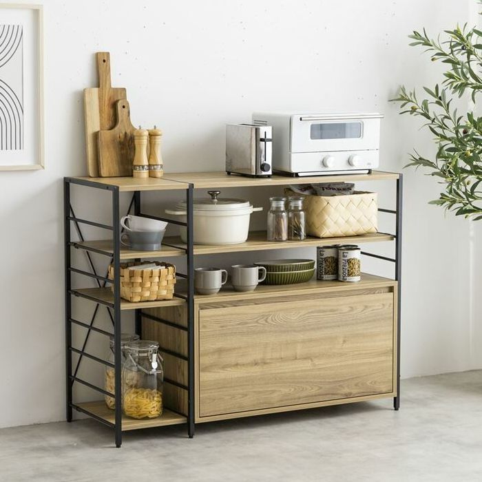 unico 引き出し付きオープンシェルフ シェルフ 幅105 引き出し収納 ラック 収納棚 マルチラック キャスター