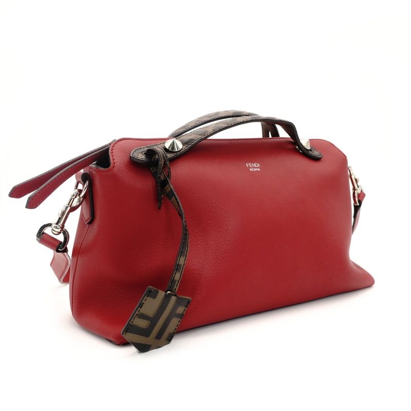 フェンディ FENDI バイザウェイ ミディアム レッド 2way 赤 ハンドバッグ ショルダー FFロゴ ズッカ 7-8-796